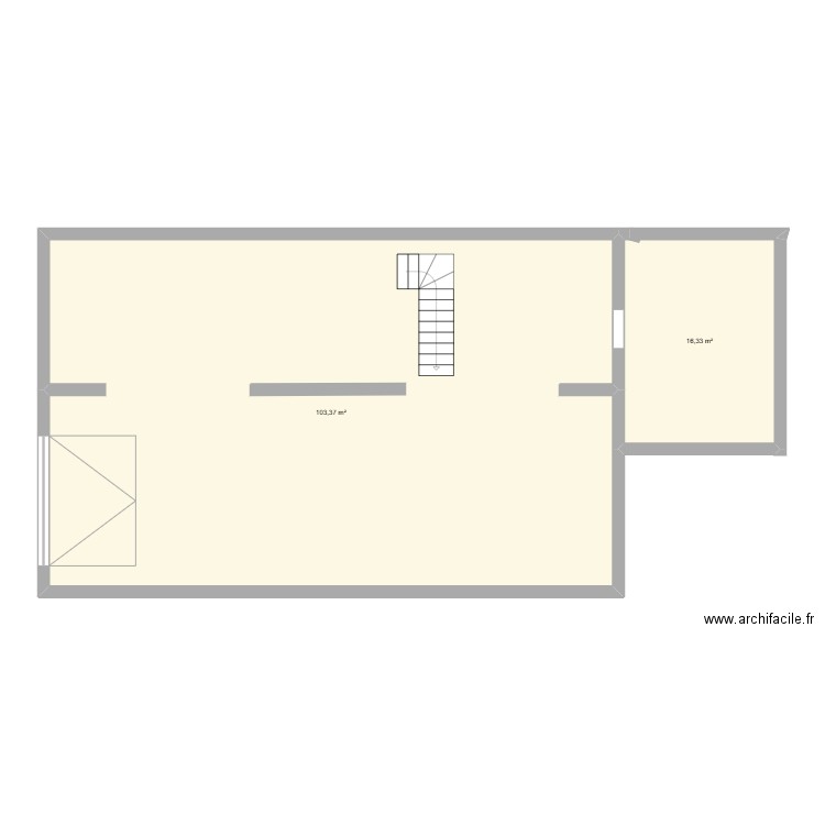 sous sol. Plan de 2 pièces et 120 m2