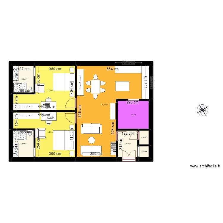 Bourbeux. Plan de 9 pièces et 97 m2