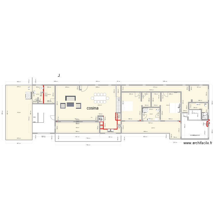 escalier xwa. Plan de 16 pièces et 269 m2