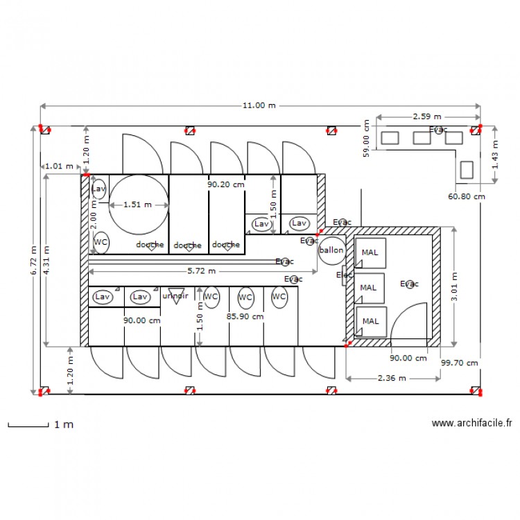 sanitaire 2013 dimensions. Plan de 0 pièce et 0 m2