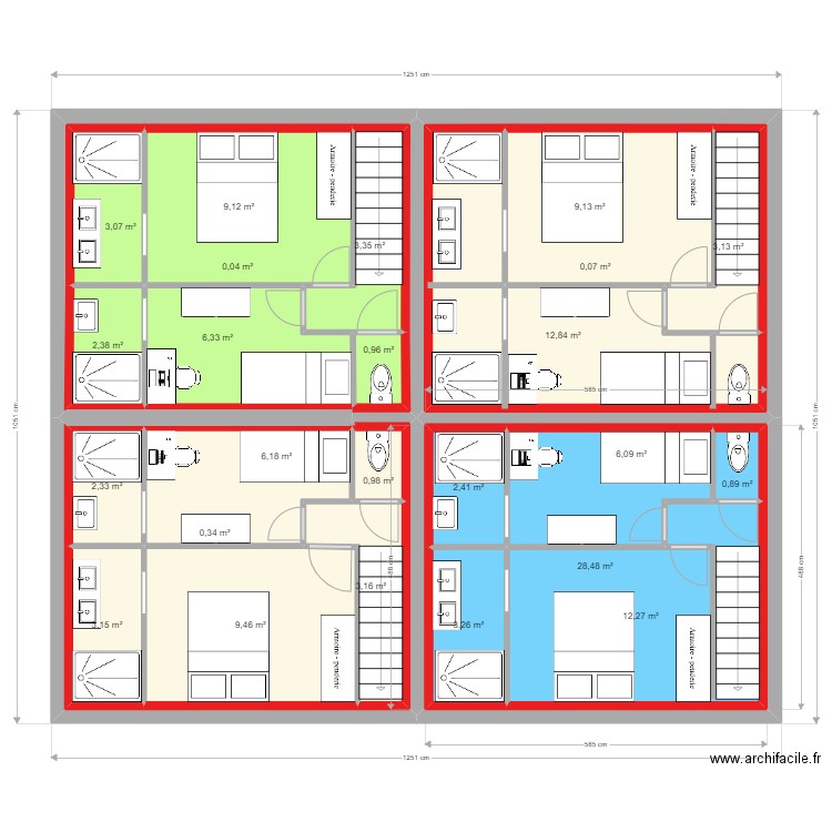 etage appts. Plan de 0 pièce et 0 m2