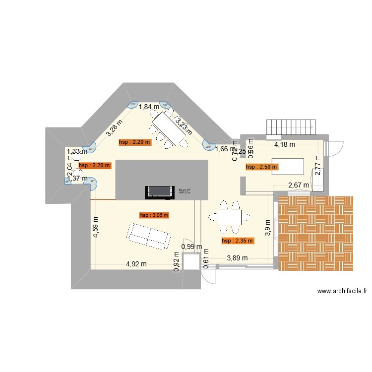 VOUVRAY TROGLODYTE. Plan de 1 pièce et 83 m2