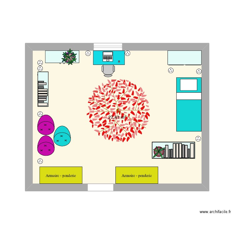 Chambre Héloïse. Plan de 1 pièce et 27 m2