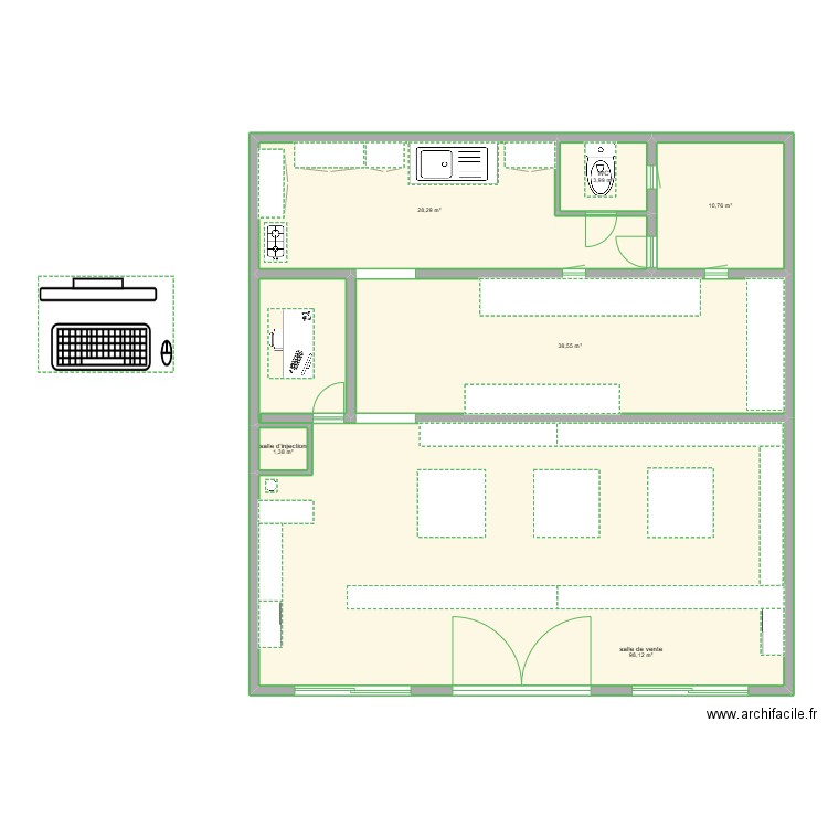 Plan de la pharmacie espace vente. Plan de 6 pièces et 181 m2