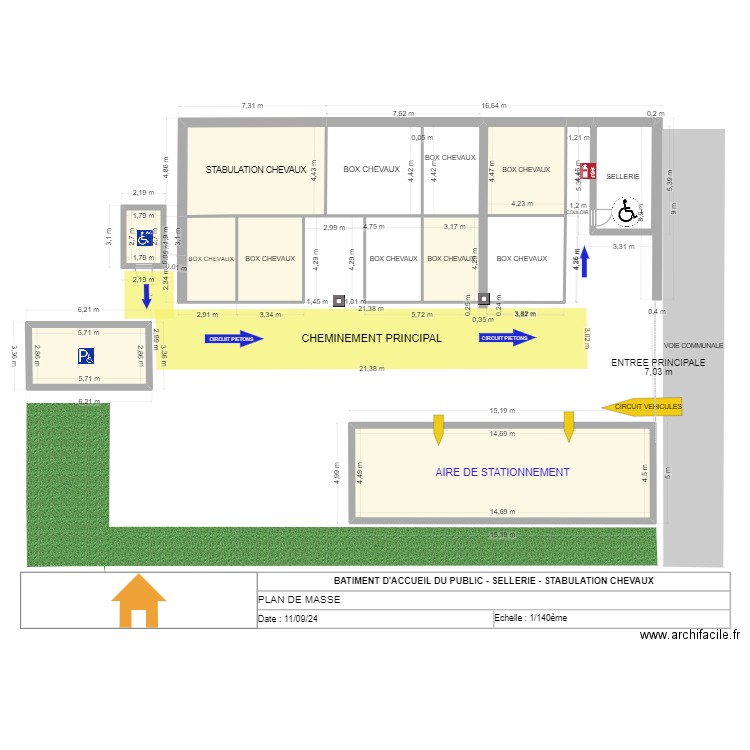 stabulation. Plan de 10 pièces et 197 m2