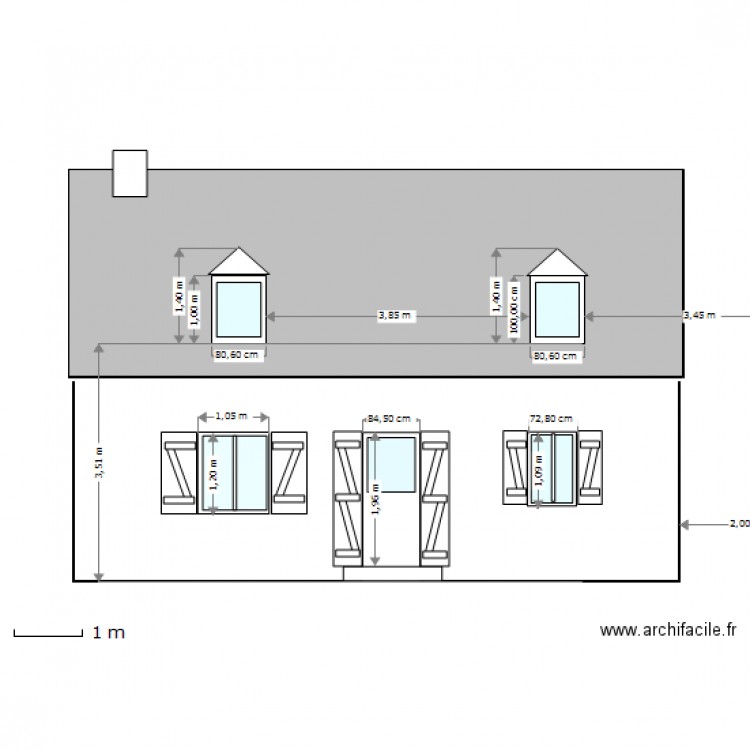 facade . Plan de 0 pièce et 0 m2