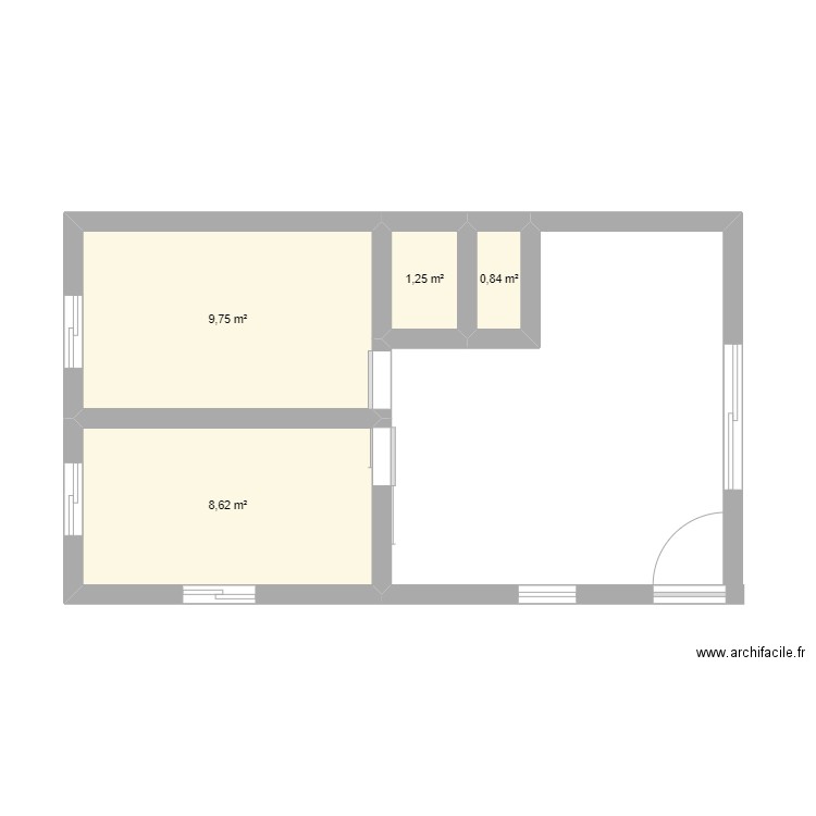 Appartement T3 avec cuisine ouverte. Plan de 4 pièces et 20 m2