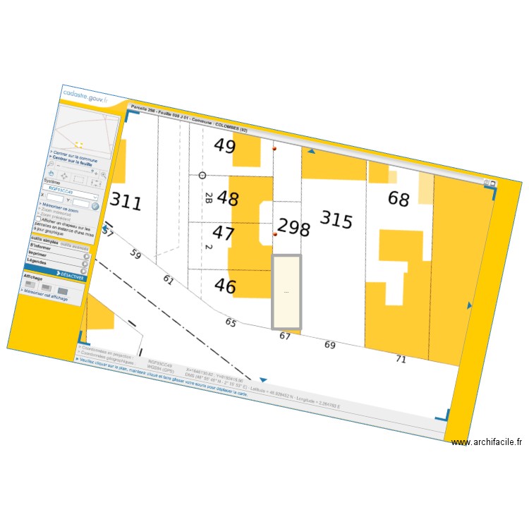 TES. Plan de 1 pièce et 41 m2