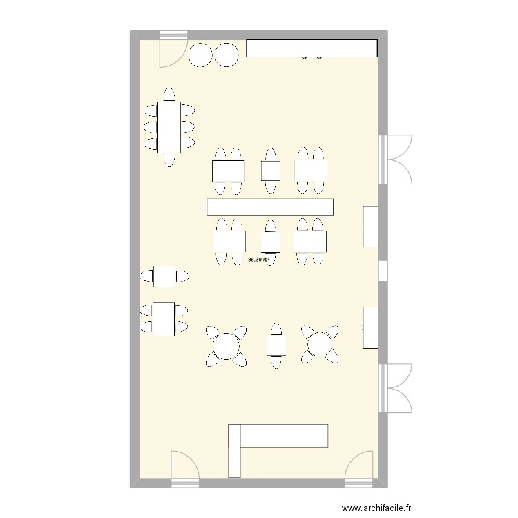 salle intérieur UP. Plan de 1 pièce et 86 m2