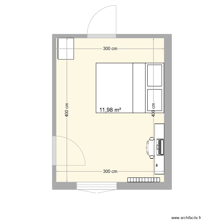 Chambre St Paul. Plan de 1 pièce et 12 m2