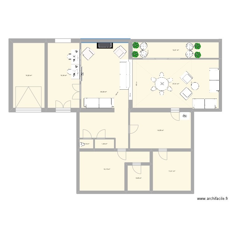 Marcy New veranda vie quater. Plan de 11 pièces et 185 m2