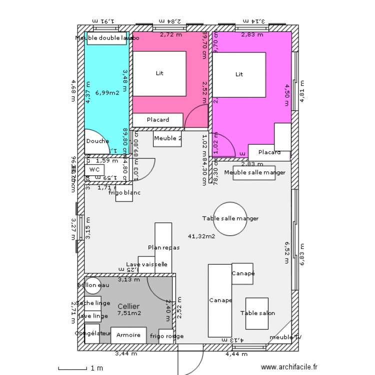 maison 80m V2. Plan de 0 pièce et 0 m2