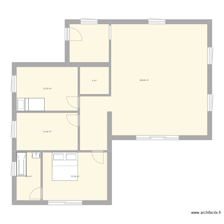 plan 1. Plan de 6 pièces et 118 m2