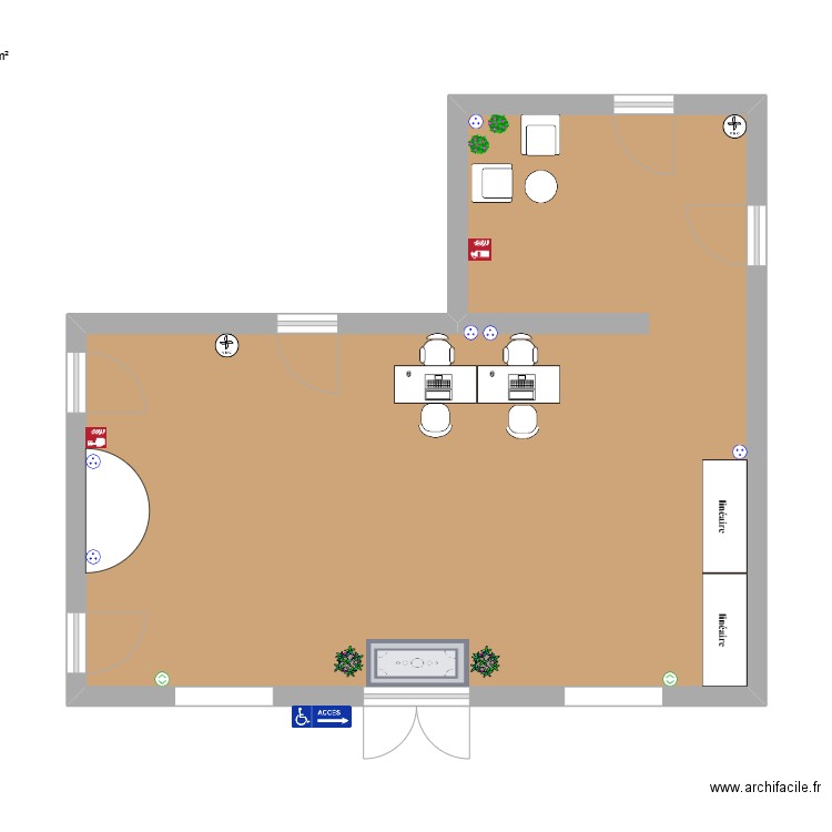 point de vente. Plan de 1 pièce et 51 m2