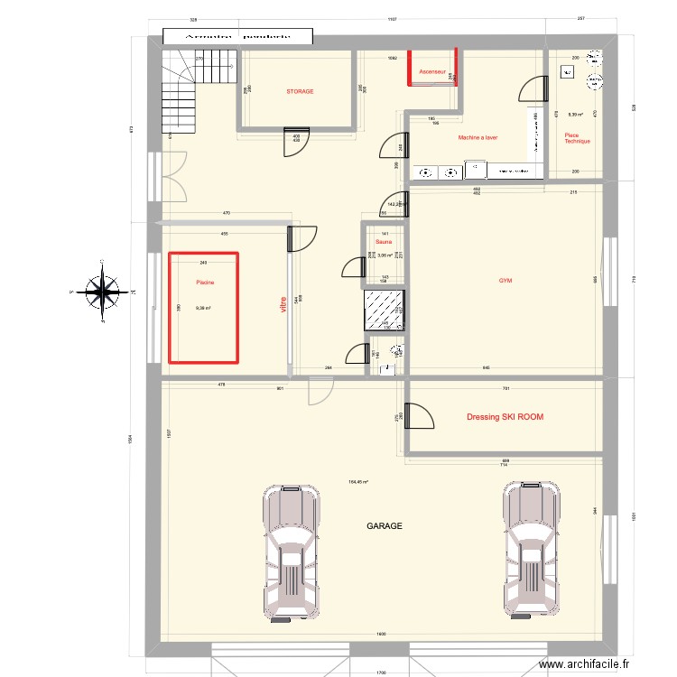 Andorra Chalet V5 600M2 V3 sans mexanine. Plan de 16 pièces et 715 m2