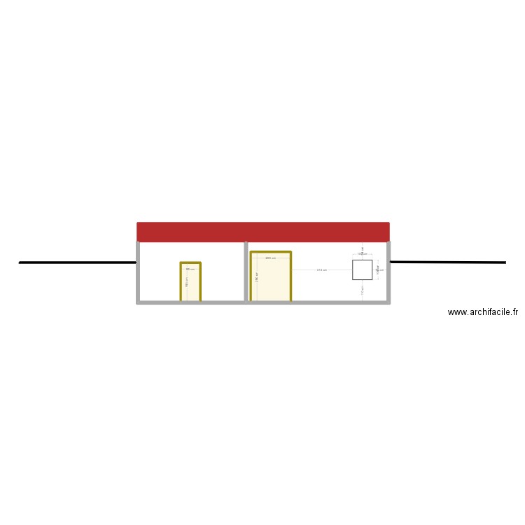 Façade Ouest. Plan de 5 pièces et 48 m2