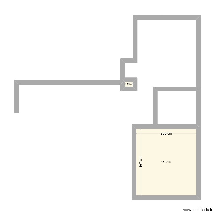 LOGE TEST. Plan de 2 pièces et 15 m2