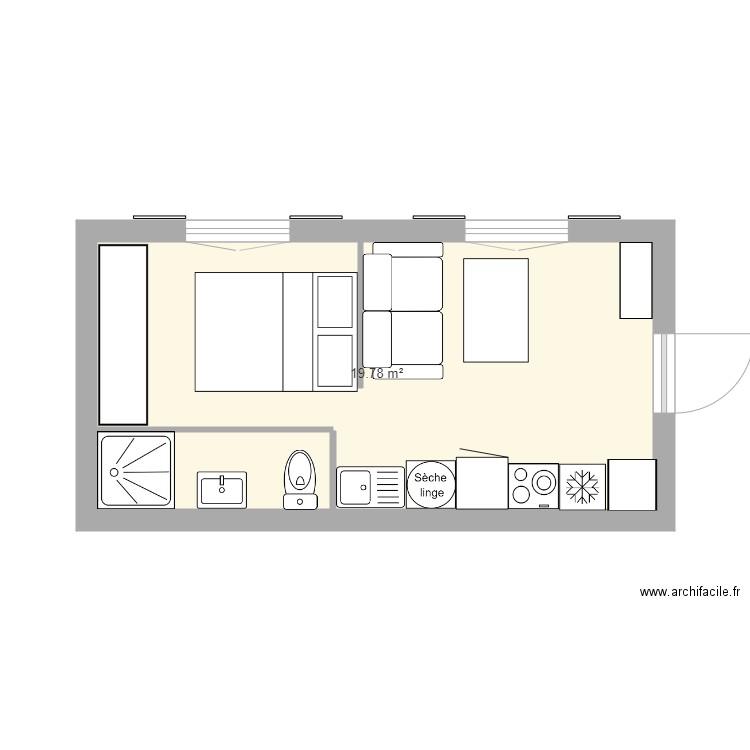 studio 20m2. Plan de 0 pièce et 0 m2