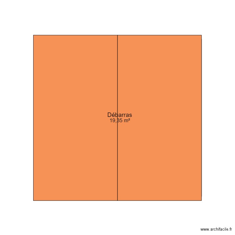 Debarras. Plan de 1 pièce et 19 m2