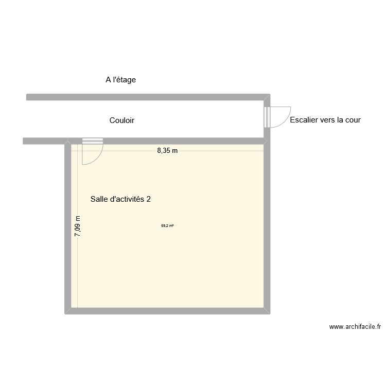 Salle d'activité 2. Plan de 1 pièce et 59 m2