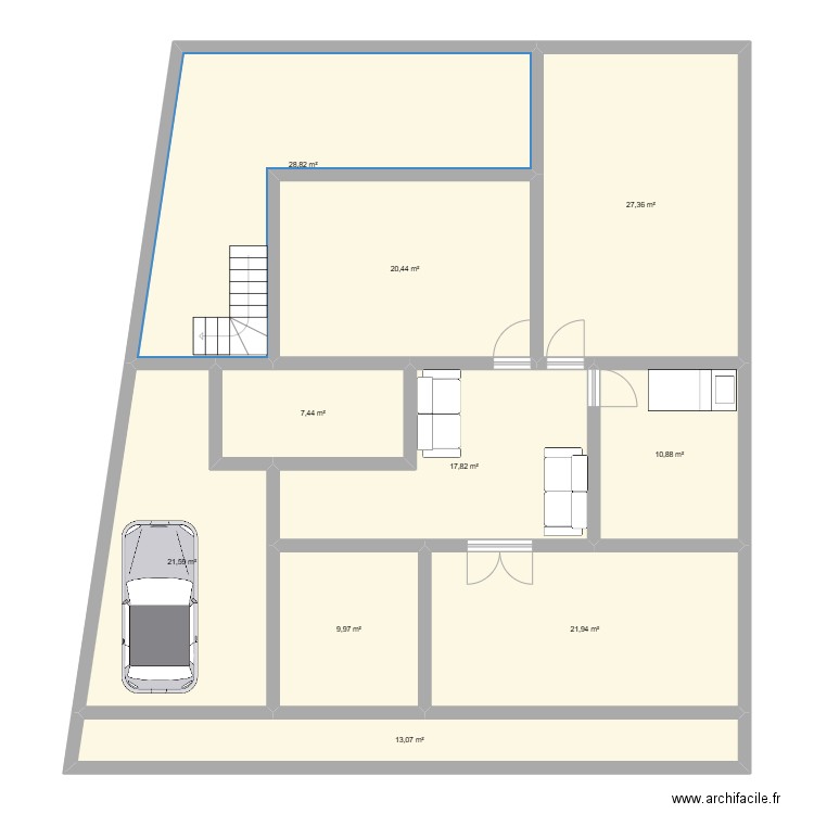 tun25 R1. Plan de 10 pièces et 179 m2