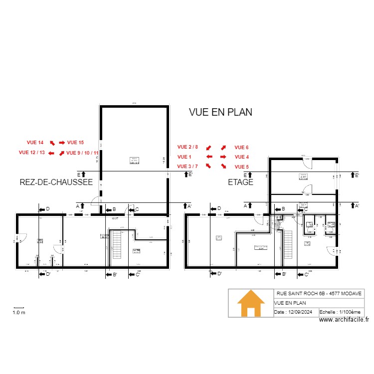 MAISON STREE - VUE EN PLAN - 1/100. Plan de 0 pièce et 0 m2