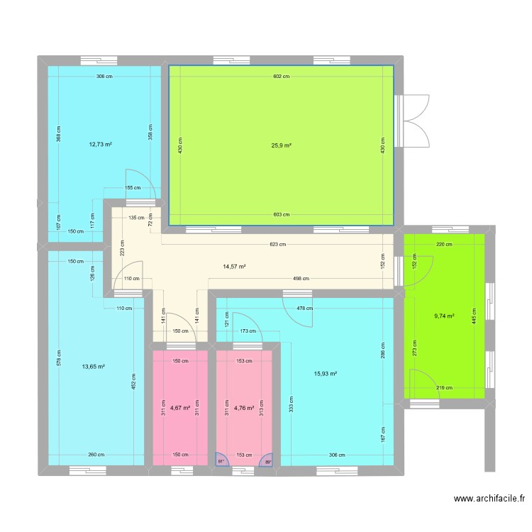 +++. Plan de 8 pièces et 102 m2