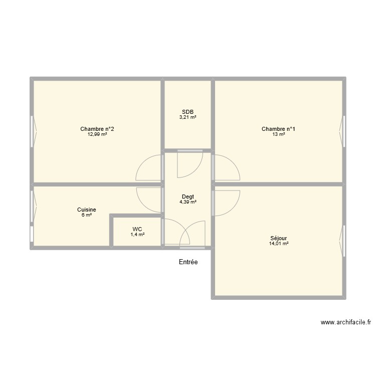 85 michelet. Plan de 7 pièces et 55 m2