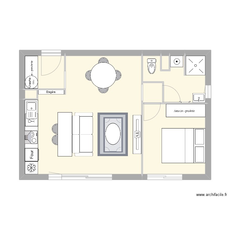 Projet PJ. Plan de 7 pièces et 43 m2