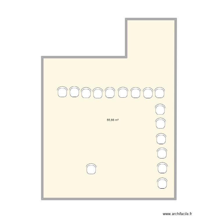 salle de séminaire. Plan de 1 pièce et 56 m2