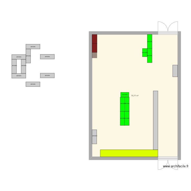 travail atelier mad. Plan de 1 pièce et 76 m2