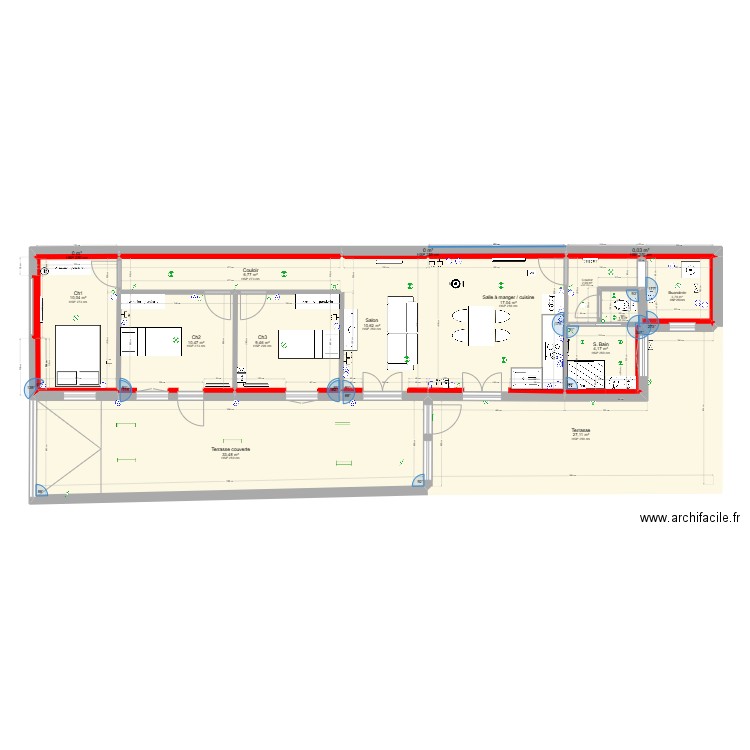 LIv Gar Pro. Plan de 15 pièces et 137 m2