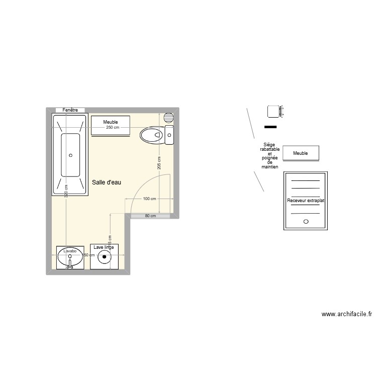 NICOLAS SDB existant. Plan de 1 pièce et 7 m2