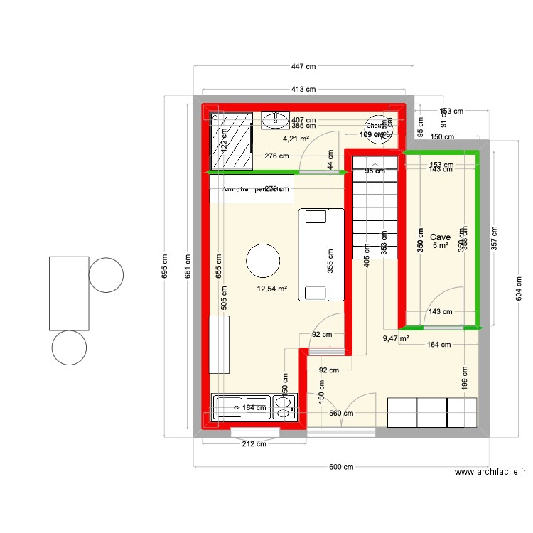 rdv état des lieux. Plan de 4 pièces et 31 m2