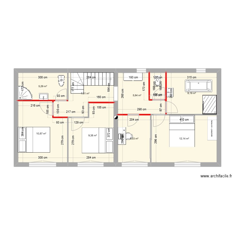 PLOUBAZ 1er étage projet. Plan de 9 pièces et 67 m2