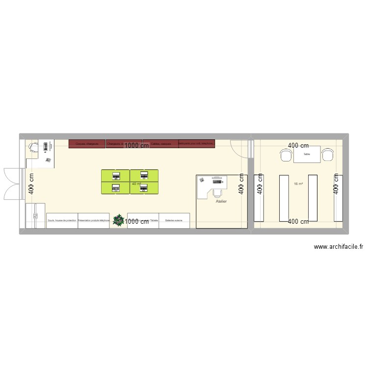 Infoplus. Plan de 2 pièces et 56 m2