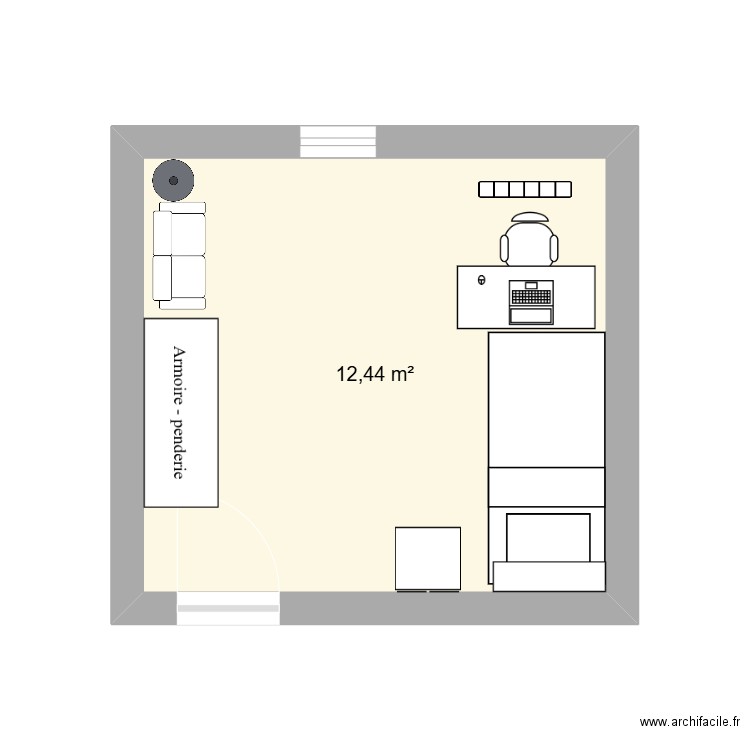 Chambre Marwan. Plan de 1 pièce et 12 m2