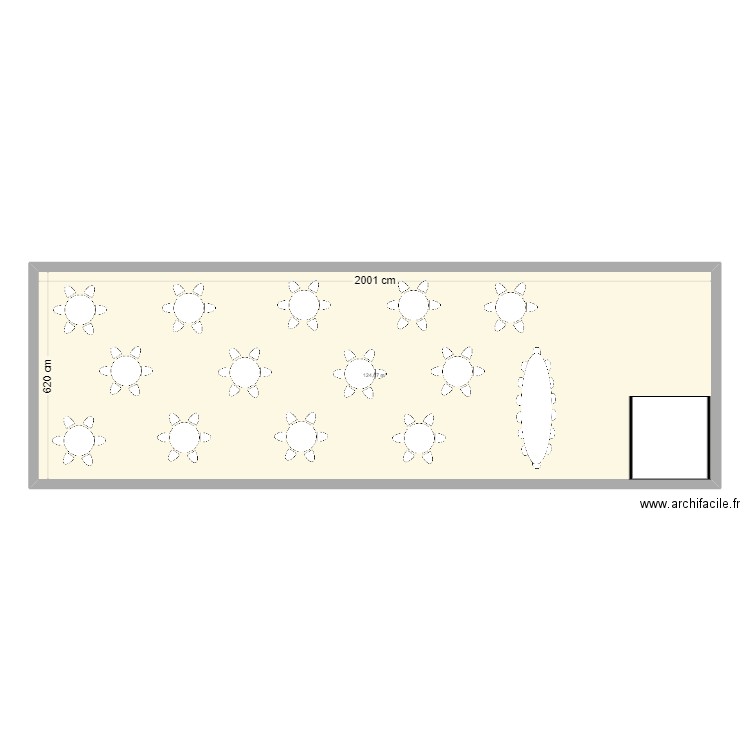 Salle mariage. Plan de 1 pièce et 124 m2