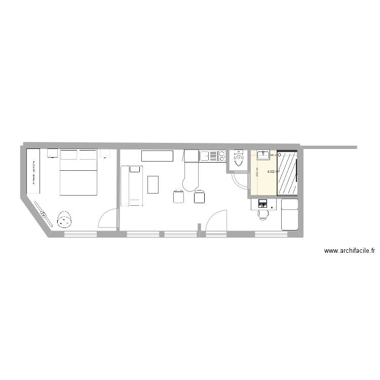 Calsoel. Plan de 1 pièce et 4 m2