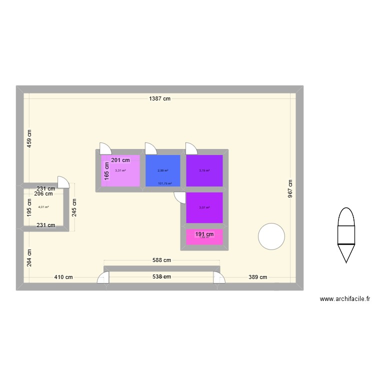 plan atelier glace. Plan de 8 pièces et 145 m2