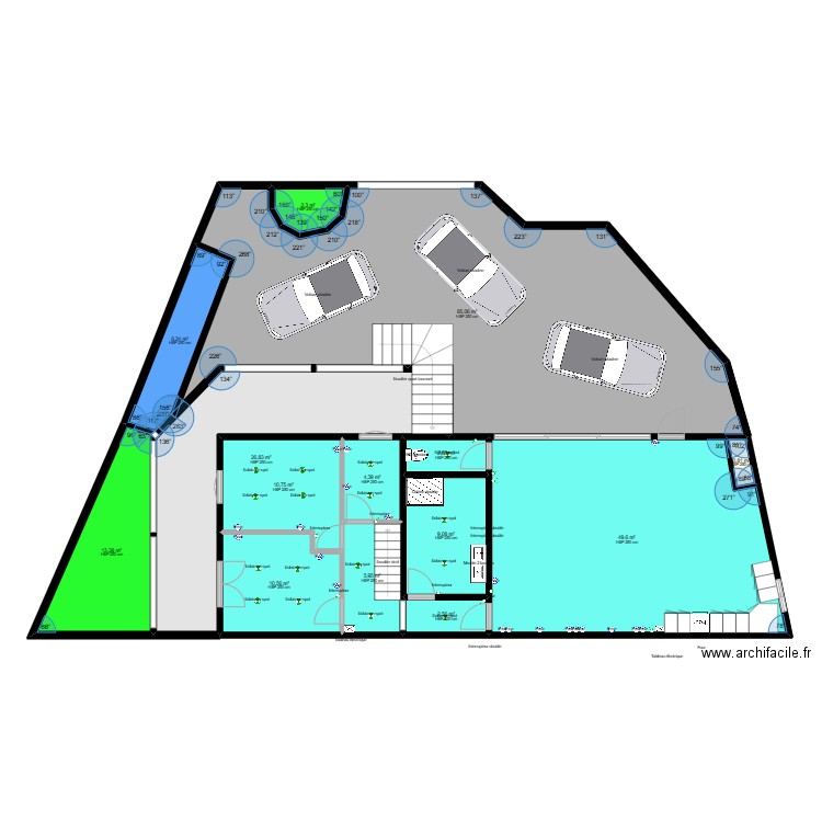 plan coco. Plan de 14 pièces et 230 m2