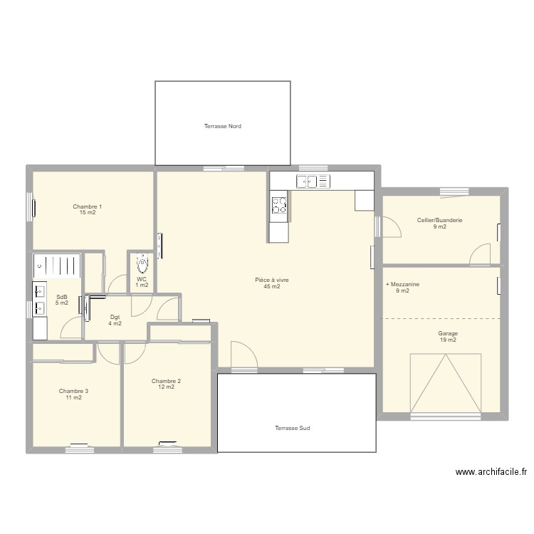 Bormes plan 1. Plan de 12 pièces et 120 m2