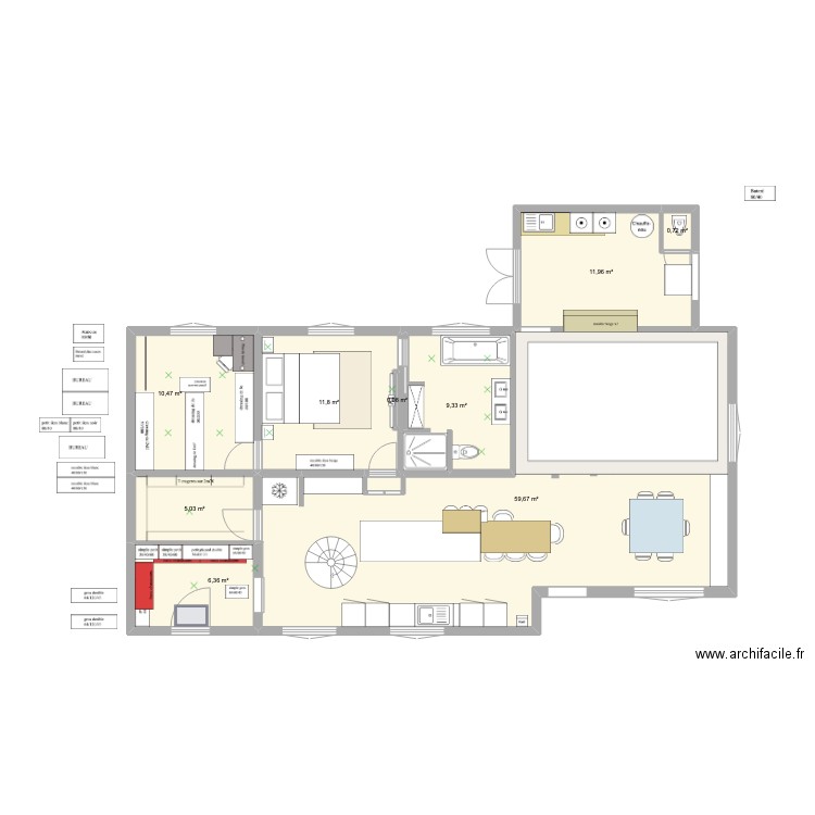 MAISON LAVERN. Plan de 9 pièces et 115 m2