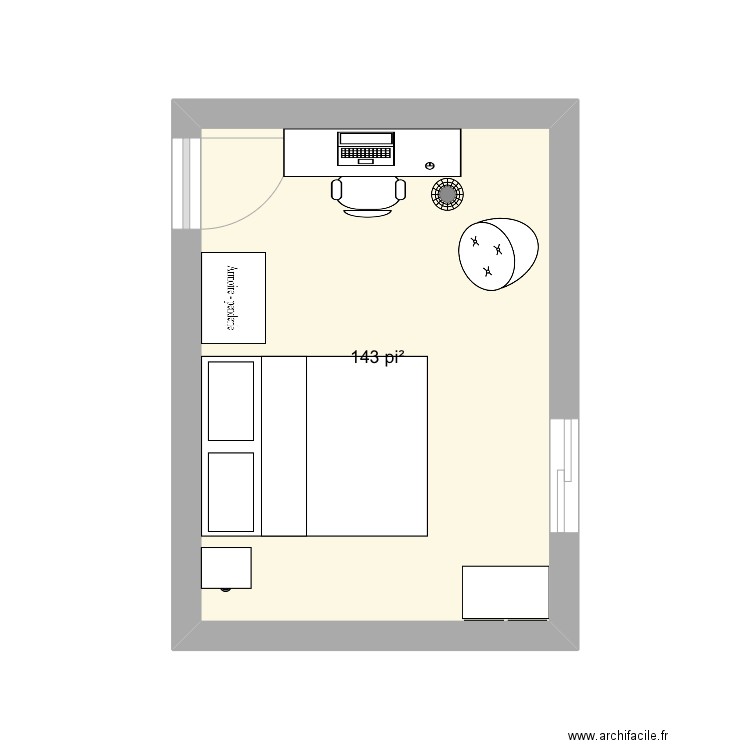 Chambre Diego 1. Plan de 1 pièce et 13 m2