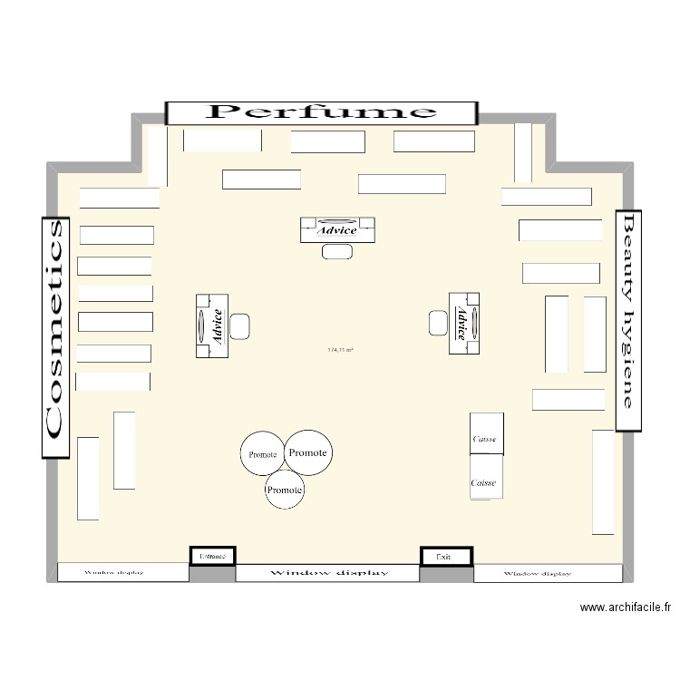 Exposé Anglais. Plan de 1 pièce et 174 m2