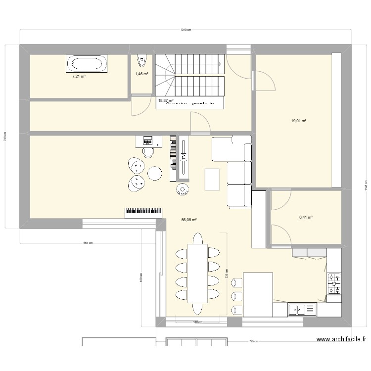 rabais rez. Plan de 6 pièces et 109 m2