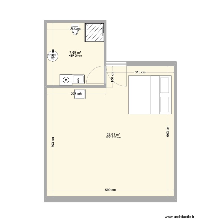 nATHAN. Plan de 2 pièces et 41 m2