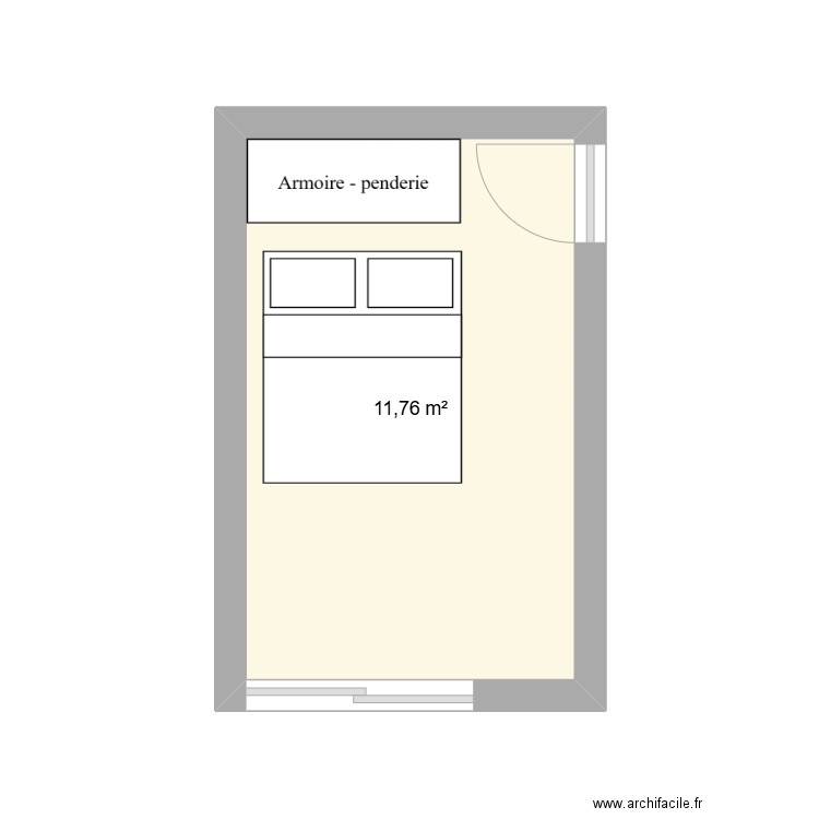 chambre. Plan de 1 pièce et 12 m2