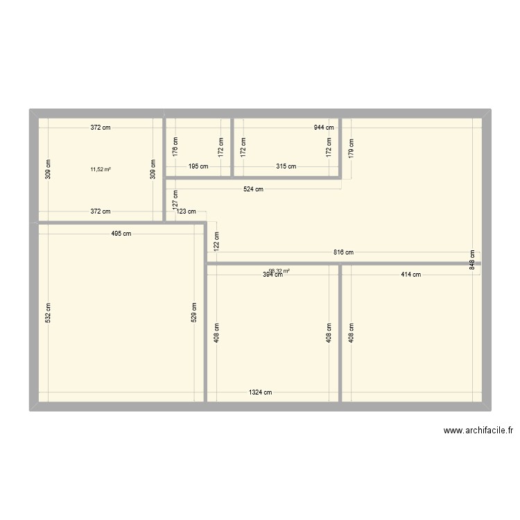 Valoch. Plan de 2 pièces et 110 m2