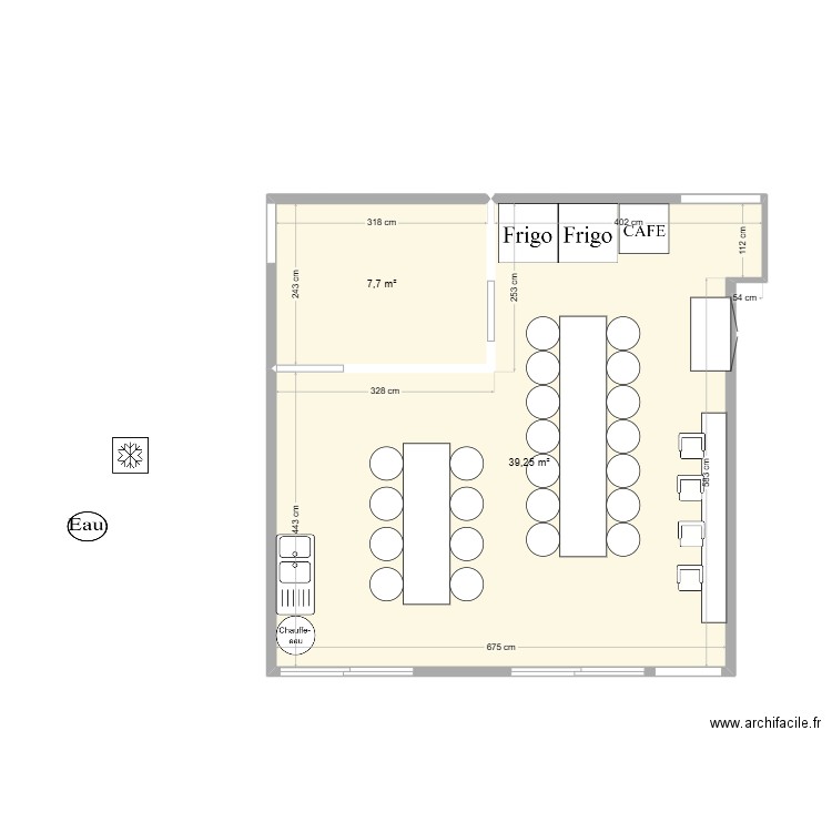 Cuisine projet 2. Plan de 2 pièces et 47 m2